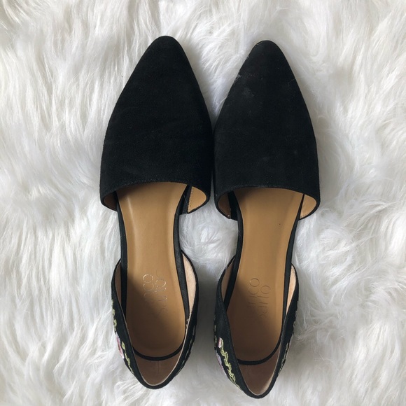 Franco Sarto Sanora Floral Embroidered Flats Sz 8 - Picture 2 of 6